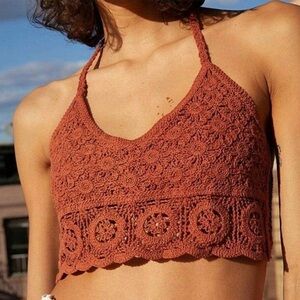 Intimately Free People Sydney Floral Crochet Bralette Crop Top in Canyon Sunset